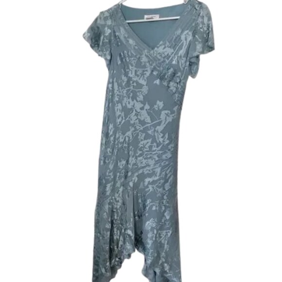 Adrianna Papell Light Blue Printed Ruffle Detail Dress size 8 - Picture 1 of 4